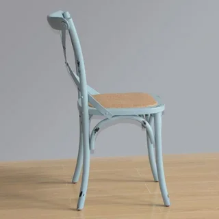 Chaises Bois Patiné Dossier Croisé - Finition Bleue