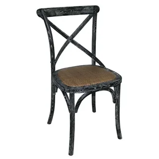 Distressed Black Wood Chairs Cross Back - Set of 2