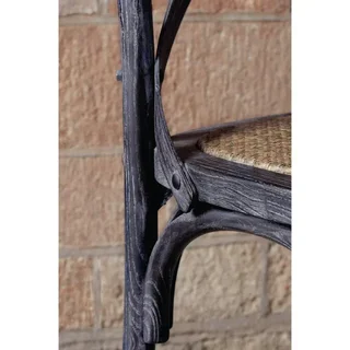 Distressed Black Wood Chairs Cross Back - Set of 2