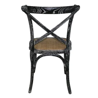 Distressed Black Wood Chairs Cross Back - Set of 2