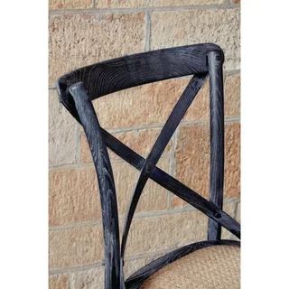 Distressed Black Wood Chairs Cross Back - Set of 2