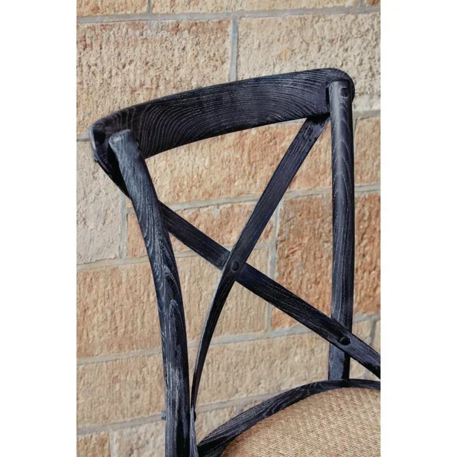 Distressed Black Wood Chairs Cross Back - Set of 2