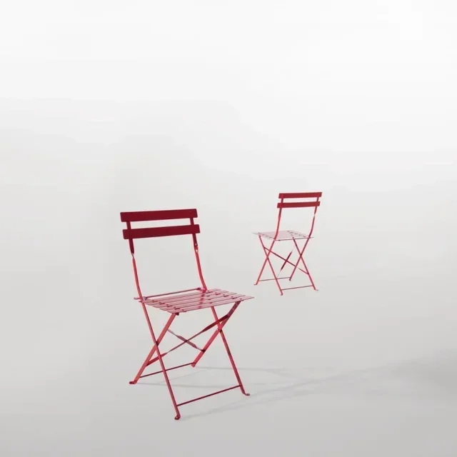 Lote de 2 Cadeiras de Terraço Metálicas - Vermelho