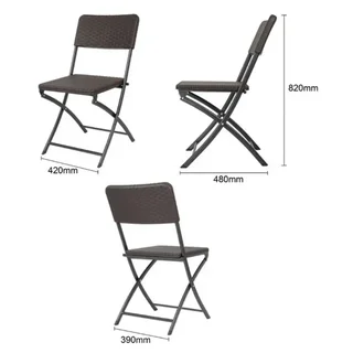 Sedie Pieghevoli in Rattan Sintetico Marrone - Set di 2