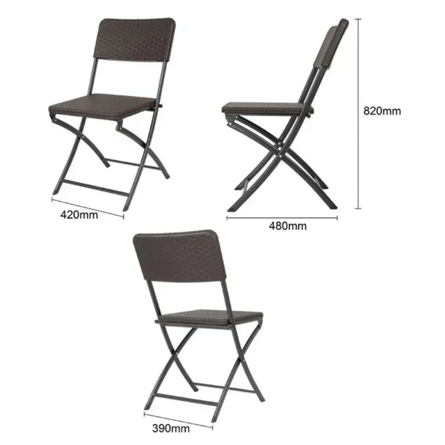 Sedie Pieghevoli in Rattan Sintetico Marrone - Set di 2