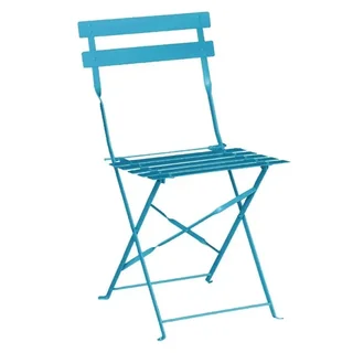 Set of 2 Outdoor Steel Chairs - Turquoise Blue