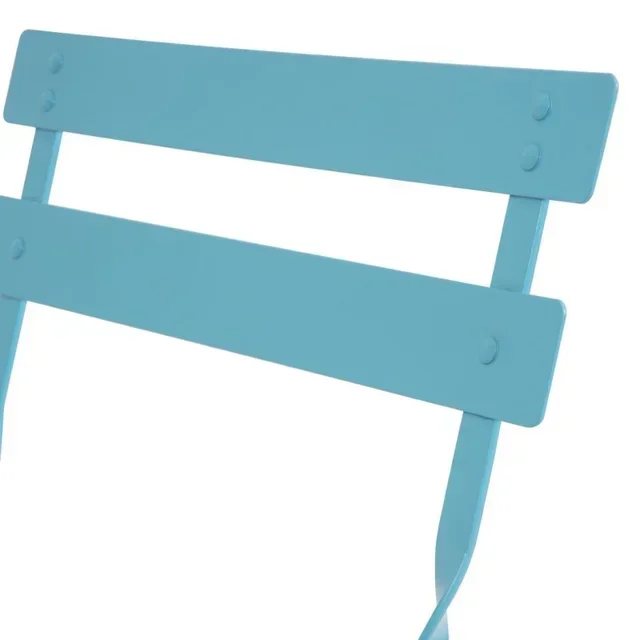 Set of 2 Outdoor Steel Chairs - Turquoise Blue