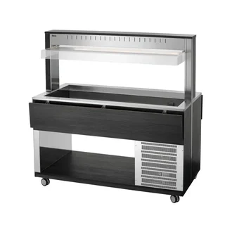 Carrello di Servizio Caldo Professionale - 4 Bacinelle Gastronorm 1/1