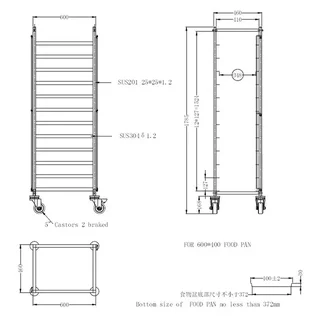 Chariot de Débarrassage à Plateaux 600x400 mm - Chariot de Rangement Polyvalent pour Restauration