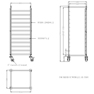 GN 2/1 Gastronorm Tray Clearing Trolley