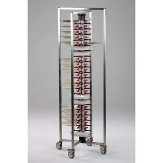 Chariot de Service à Assiettes Pliable - 48 Compartiments