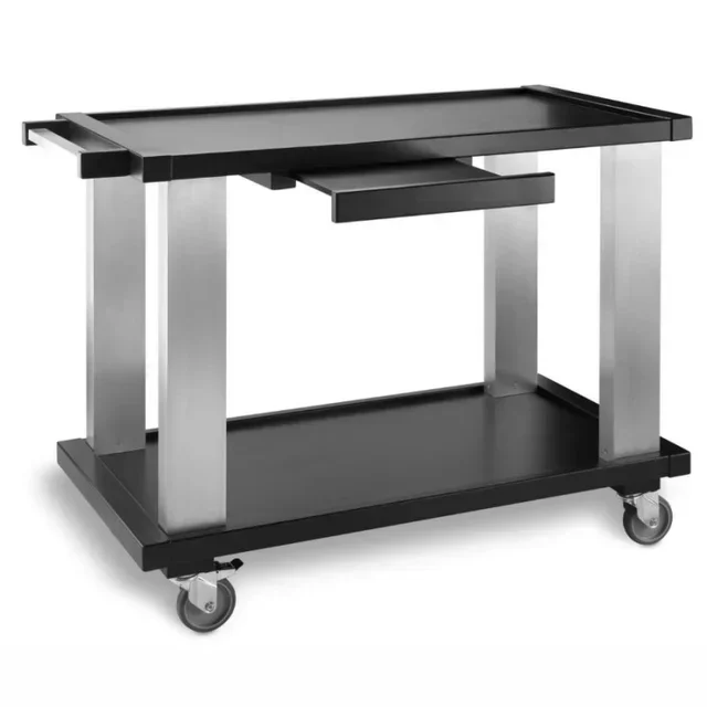 2-Tier Wooden and Aluminium Service Trolley - Black