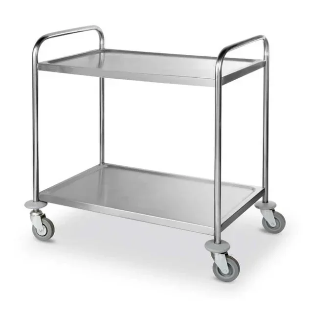 Stainless Steel Serving Cart Double Shelf - 100 kg Capacity