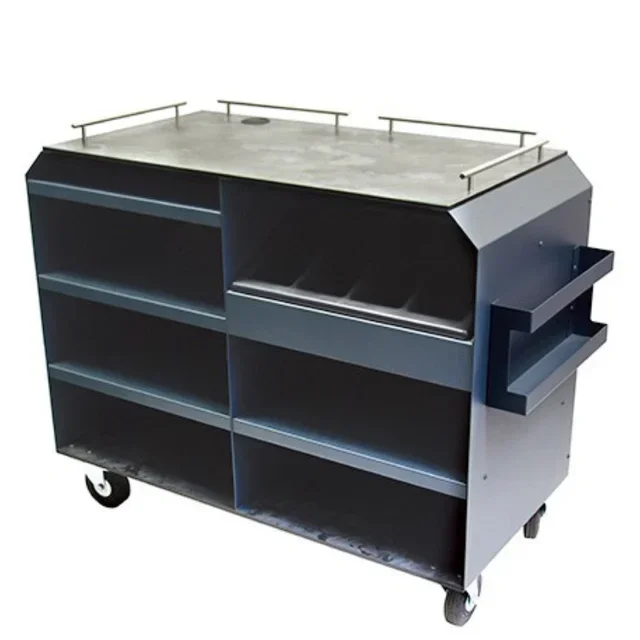 Carrello di Servizio in Metallo Basso a 2 Livelli - Finitura Grigio Basalto - Altezza 95 cm