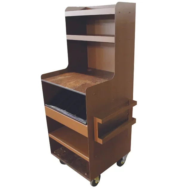 Carrello di Servizio Struttura Elevata in Acciaio - Finitura Ruggine - Altezza 148 cm