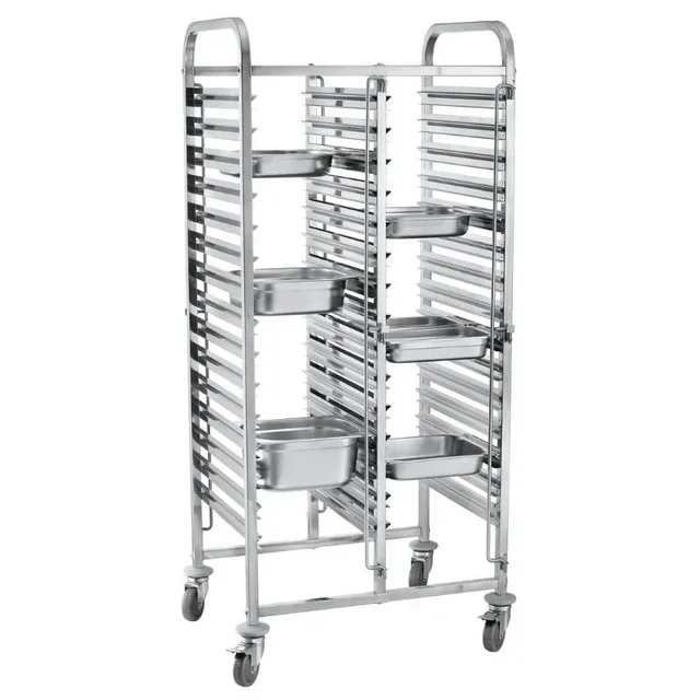 Double Tier Service Trolley - Capacity 30 Gastronorm GN 1/1 Trays