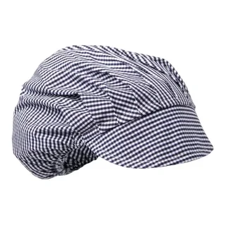 Cappello da Chef con Visiera Vichy Blu Bianco, Policotone, Taglia Unica