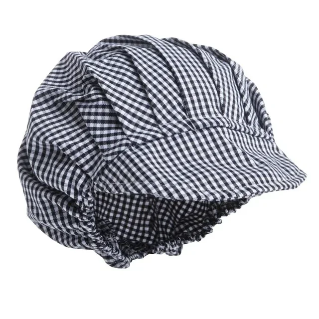 Cappello da Chef con Visiera Vichy Blu Bianco, Policotone, Taglia Unica