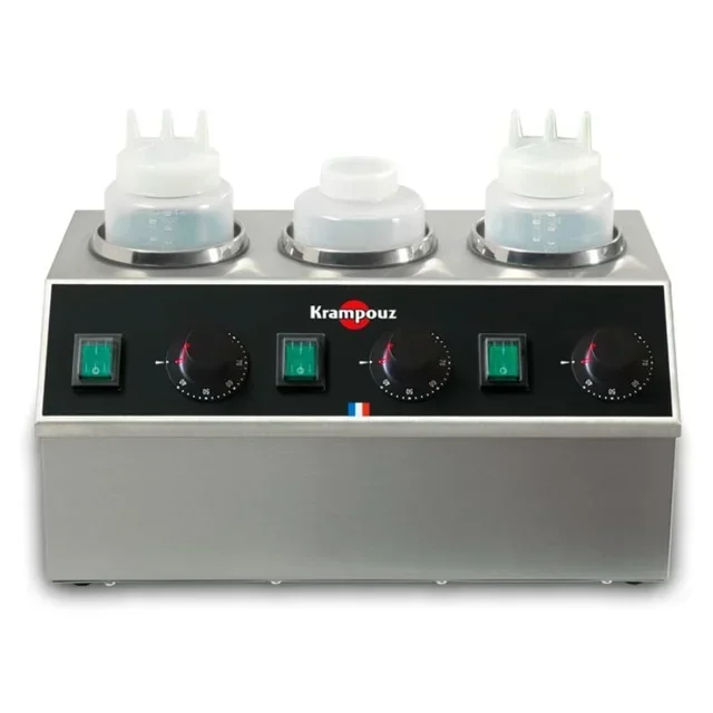 Calentador de Chocolate Eléctrico Triple Cubeta para Salsas