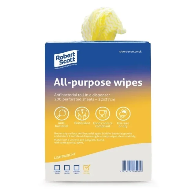 Chiffons Multi-Usage Antibactériens Jaunes - Lot de 200