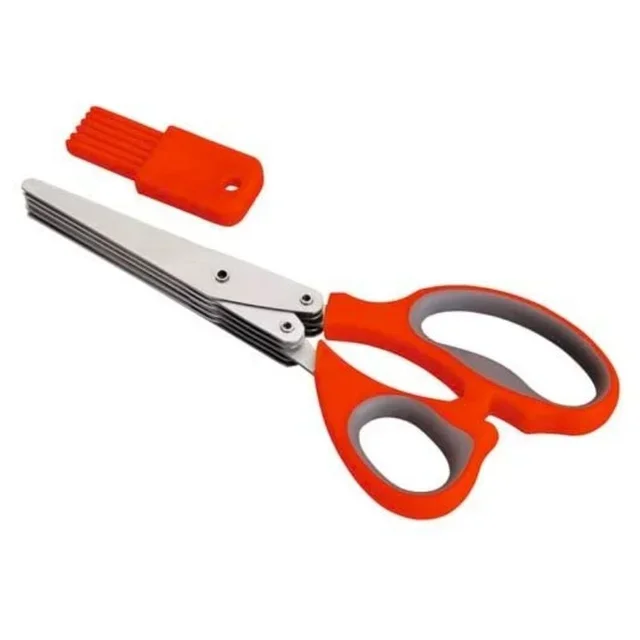 5-Blade Multifunction Kitchen Scissors with Integrated Cleaning Comb