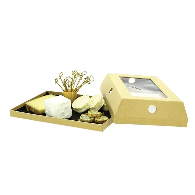 Cloche de Conservation Rectangulaire Kraft avec Hublot Transparent - 305 x 205 mm