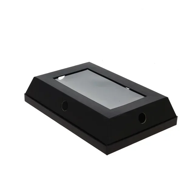 Cloche à Fromage Rectangulaire Noire avec Hublot Transparent - 305 x 205 mm