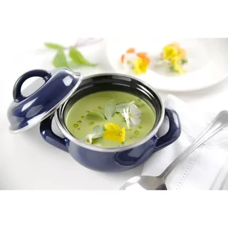 Blue Pot with Lid 0.5 L - Enamelled Steel Stewpot Small Capacity