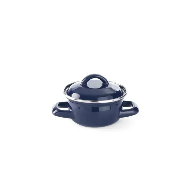 Blue Pot with Lid 0.5 L - Enamelled Steel Stewpot Small Capacity