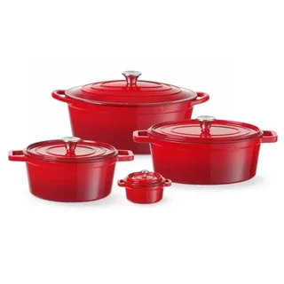 Cacerola de Hierro Fundido Esmaltado Roja 6,8 Litros - Olla Redonda con Tapa