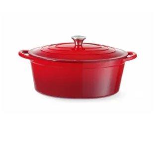 Cacerola de Hierro Fundido Esmaltado Roja 6,8 Litros - Olla Redonda con Tapa