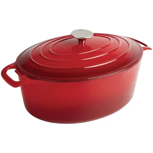 Cocotte Oval Vermelha 5 Litros - Ferro Fundido Esmaltado
