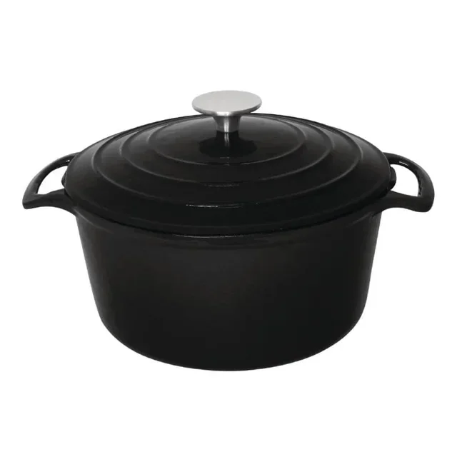 Cocotte Redonda Grande Capacidade 4 Litros - Ferro Fundido Esmaltado Preto
