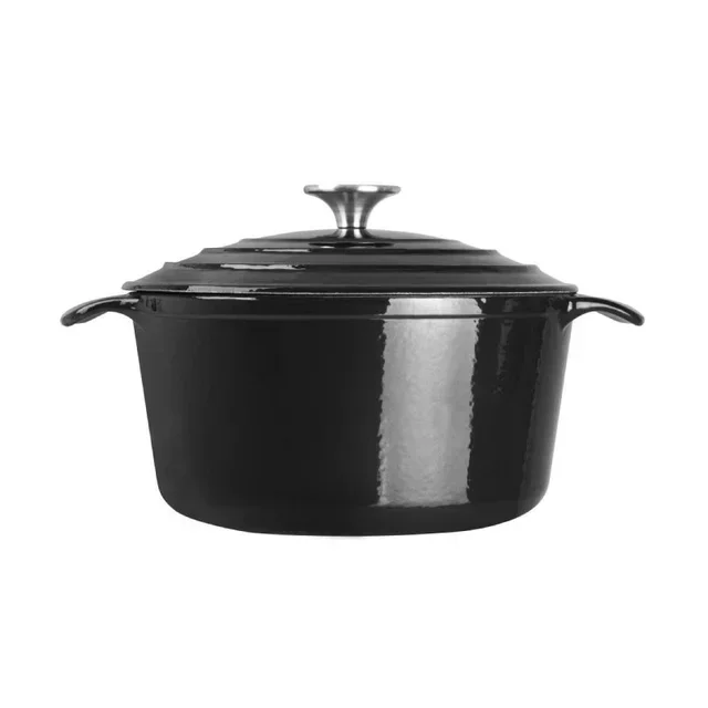 Cocotte Redonda Grande Capacidade 4 Litros - Ferro Fundido Esmaltado Preto
