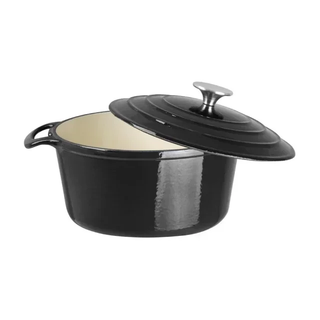 Cocotte Redonda Grande Capacidade 4 Litros - Ferro Fundido Esmaltado Preto