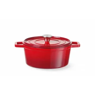 Cacerola de Hierro Fundido Esmaltada Roja 3,7 L - Olla Redonda con Tapa