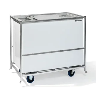 314L White Refrigerator Freezer Chest on Transport Trolley