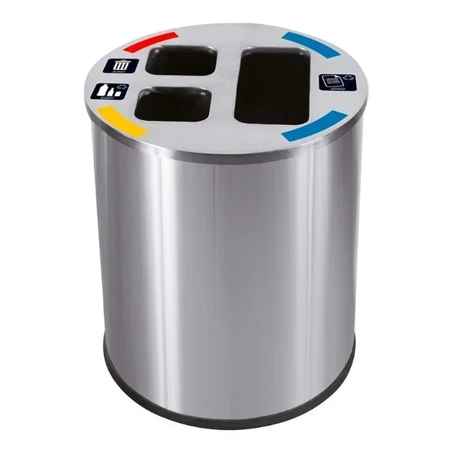 Collecteur de Tri Sélectif Inox Satiné 40 Litres