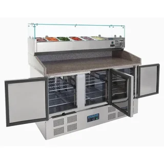 Refrigerated Pizza Prep Table 3 Doors - Capacity 368 Litres
