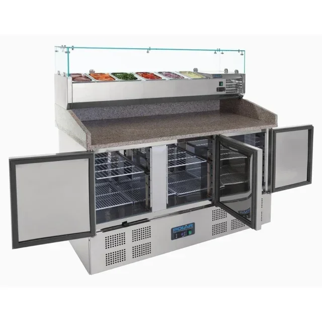 Refrigerated Pizza Prep Table 3 Doors - Capacity 368 Litres