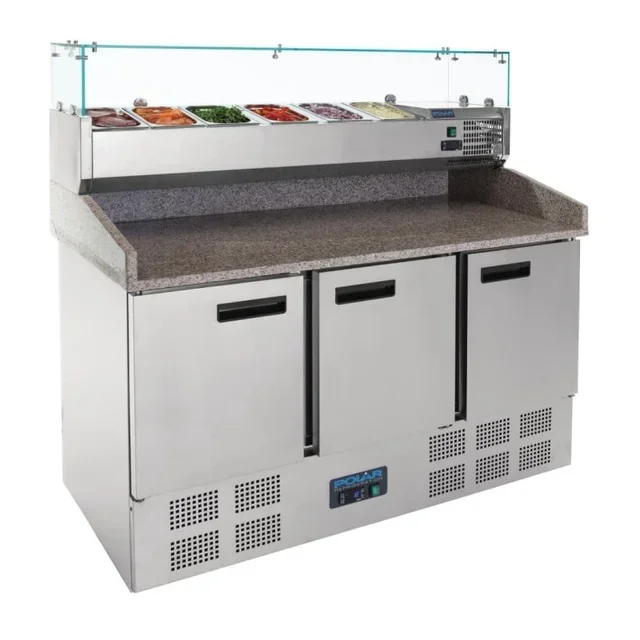 Refrigerated Pizza Prep Table 3 Doors - Capacity 368 Litres