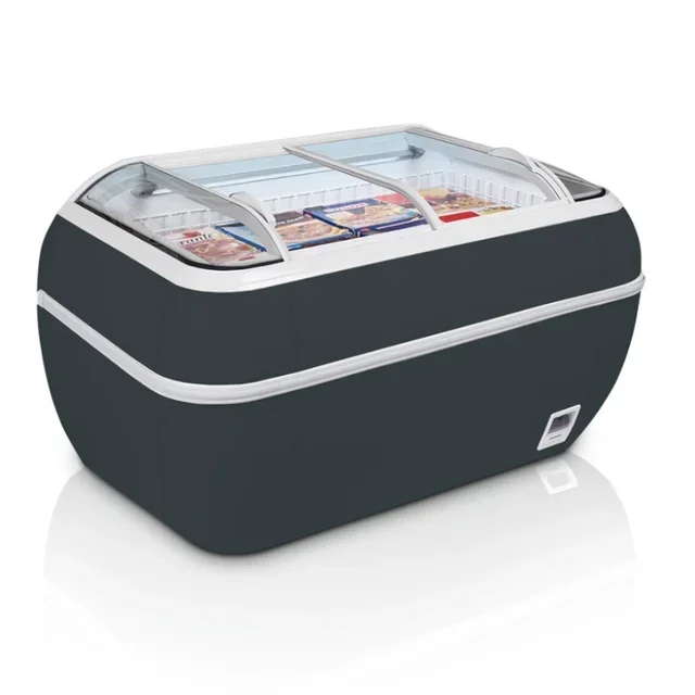 334-Liter Chest Freezer with Double Curved Glass Lid - Gray