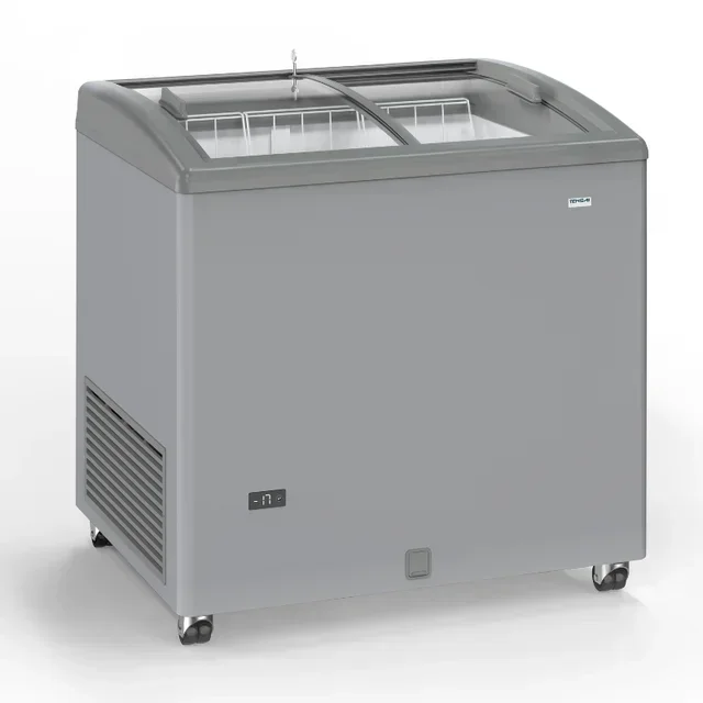 Congélateur Inox 170L Portes Coulissantes Vitrées