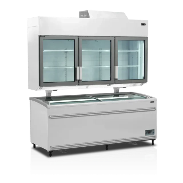 628L Weißer 3-türiger Wand-Gefrierschrank - Professionelle Supermarkt-Kühlung