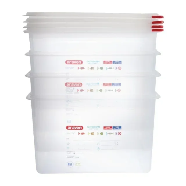 Gastronorm GN 1/1 Container 28 Liters - Pack of 4 Professional Storage Boxes