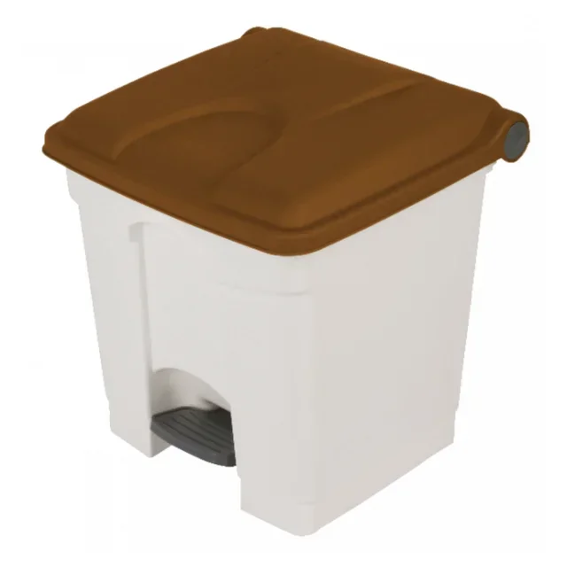 Cubo de Reciclaje 45 Litros - Blanco y Marrón para Residuos Orgánicos