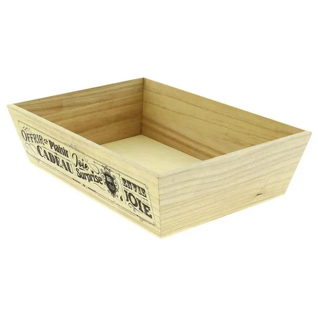 Rectangular Wooden Storage Basket - 35 x 25 cm