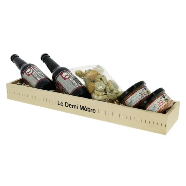 Corbeille de Bureau Rectangulaire en Bois - 500 x 110 mm