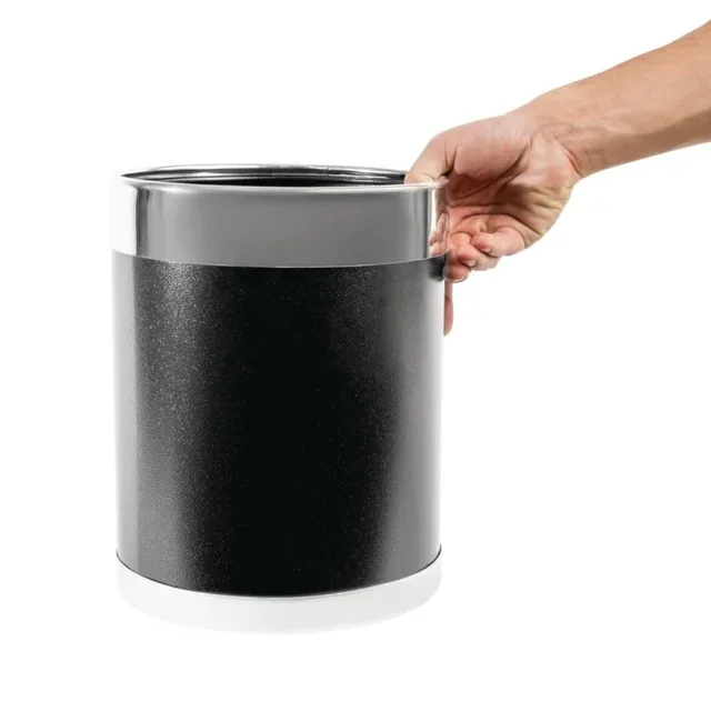 Office Waste Bin with Silver Metal Rim