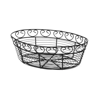 Cesta decorativa oval em arame metálico - 25,5 x 16 cm